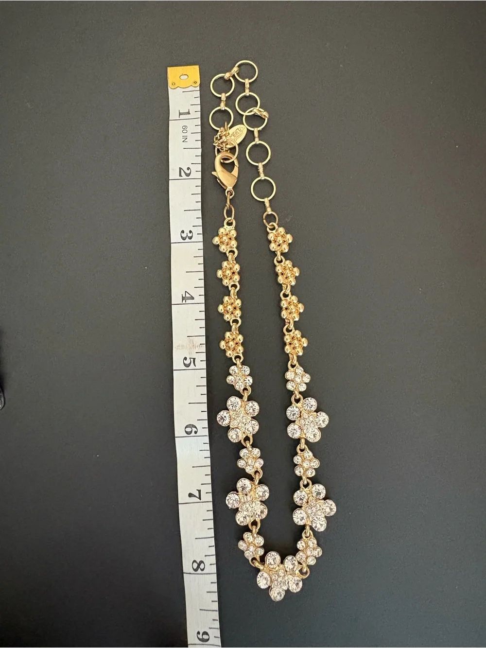 Amrita Singh Floral Clear Stone Statement Necklace with Gold Tone - Picture 6 of 6